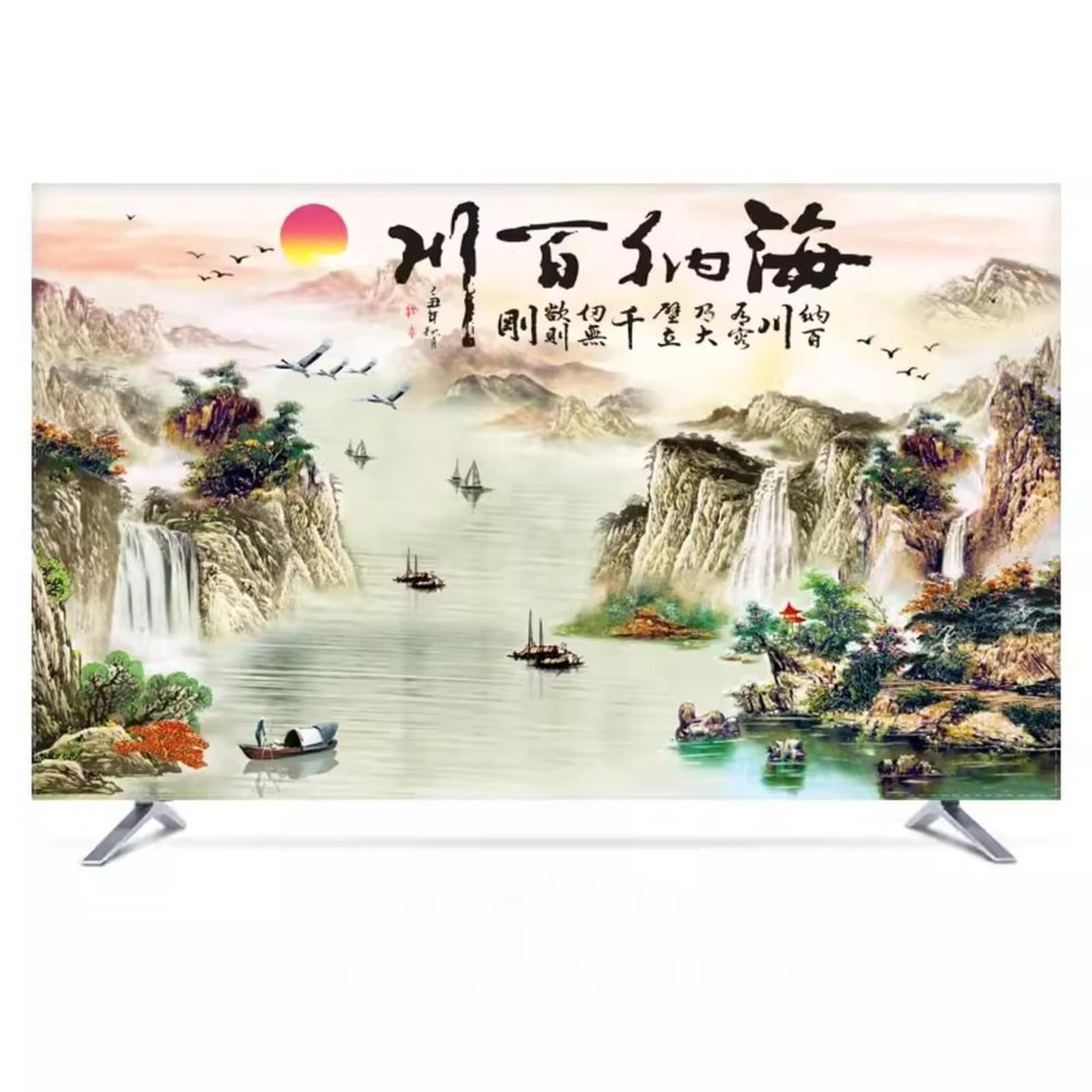 ABANO 32-100in Lotus Flower Indoor TV Dust Cover, TV Cover for LCD/LED Protective Cover Liquid Crystal Display Protective Case Dustproof TV Screen Protector Bedroom Living Room Decoration, 37''