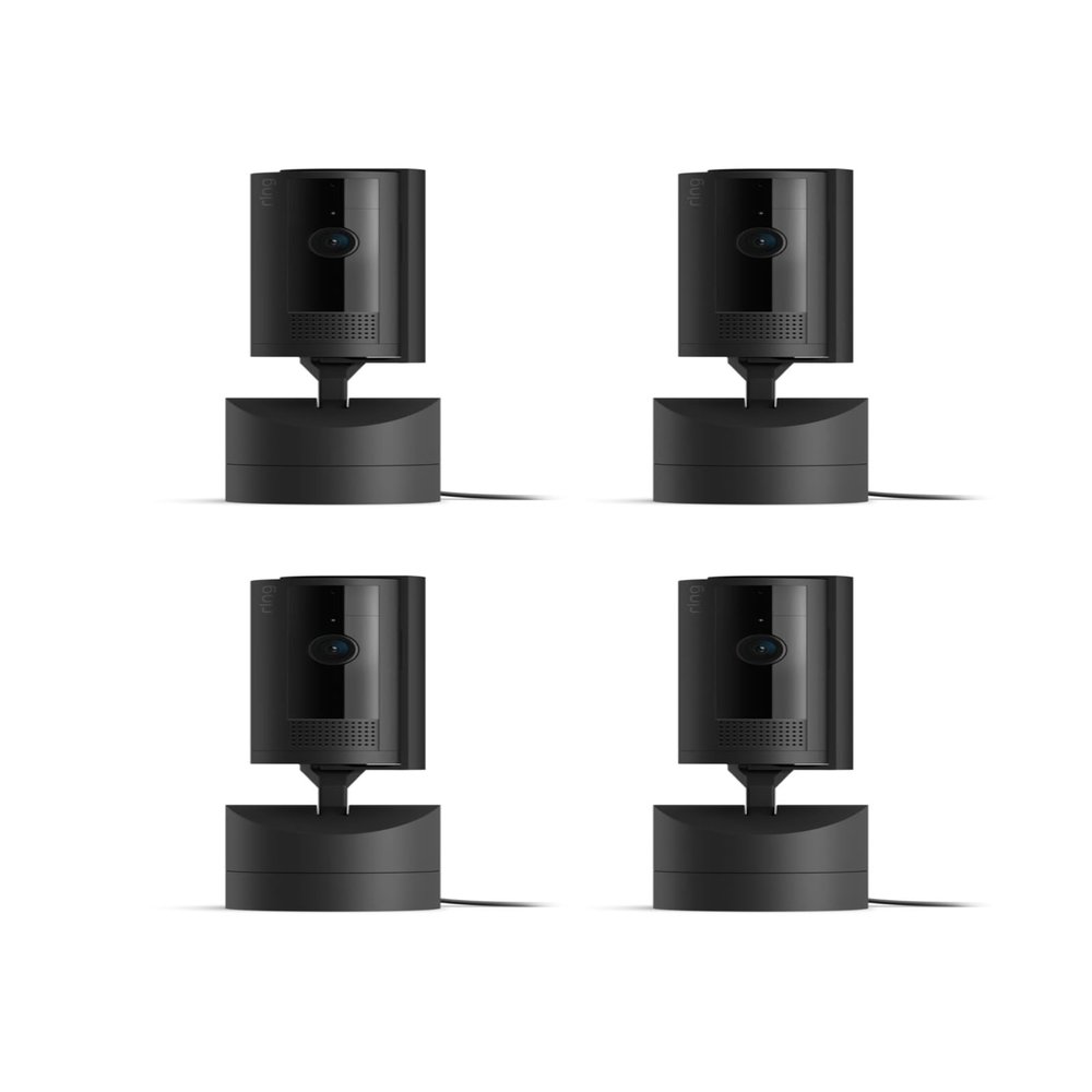 Ring Pan-Tilt Indoor Cam (newest model), See all around your home or business with 360 pan coverage, HD video, plus Two-Way Talk, 4-pack, Black