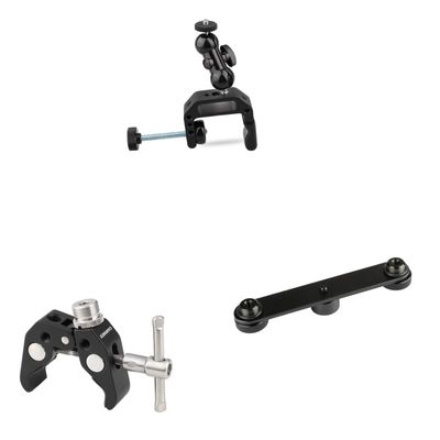 CAMVATE Camera Clamp Mount + Crab clamp + Double Microphone Mounts Bracket