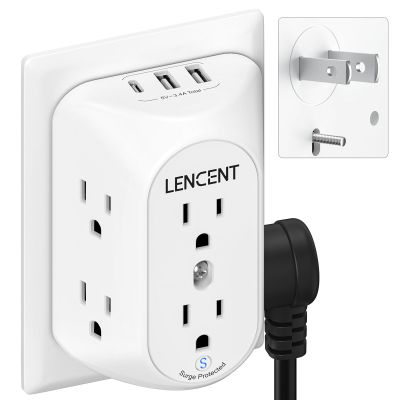 LENCENT 2 to 3 Prong Outlet Adapter, 3 to 2 Prong Grounding Adapter