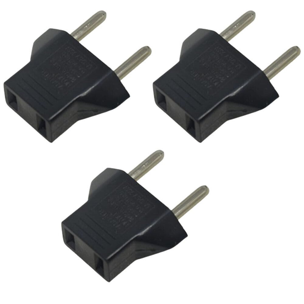 BudgetBundles 3-6 European Euro EU to US USA Travel Wall Power Plug Outlet Converter Adapter (3 Pack)
