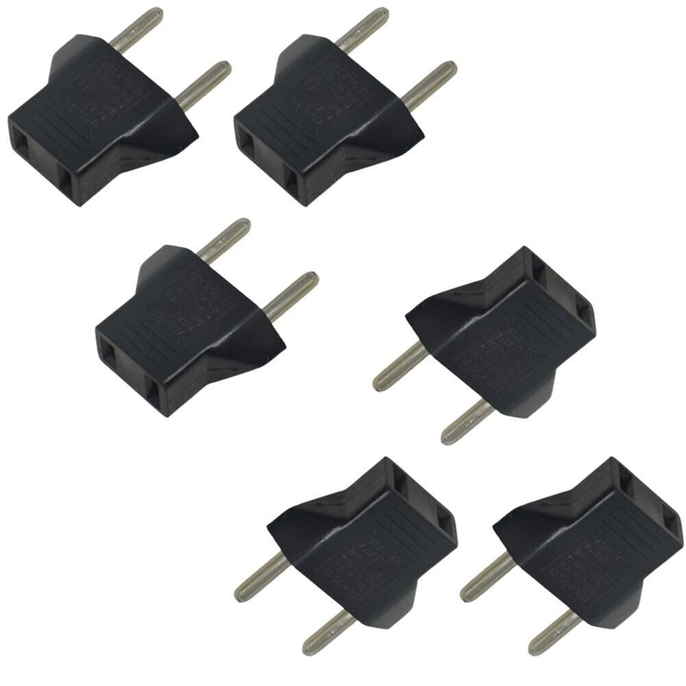 BudgetBundles 3-6 European Euro EU to US USA Travel Wall Power Plug Outlet Converter Adapter (6 Pack)