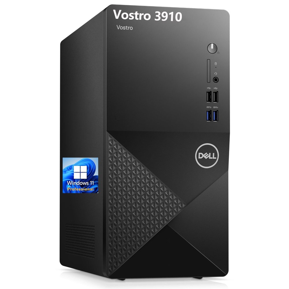 Dell Vostro 3910 3000 Series Tower Business Desktop Computer, 12th Gen Intel Core i3-12100 (Beat i5-10600), 16GB DDR4 RAM, 512GB PCIe SSD, WiFi 6, Bluetooth, Windows 11 Pro, Black