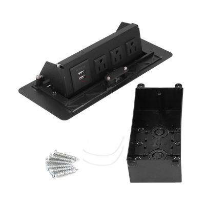 Modern Recessed Desk Power Strip with USB Ports, Waterproof, Slow Opening Power Outlet Station for Home Office, Aluminum Alloy, Long Lasting with Safe Charging