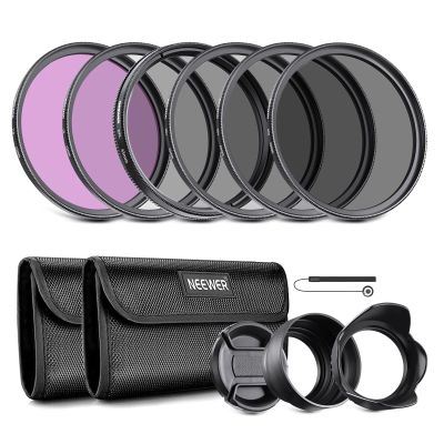 NEEWER 43mm ND Lens Filter Kit: UV, CPL, FLD, ND2, ND4, ND8, Lens Hood and Lens Cap Compatible with Canon Nikon Sony Panasonic DSLR Cameras with 43mm Lens