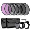 NEEWER 43mm ND Lens Filter Kit: UV, CPL, FLD, ND2, ND4, ND8, Lens Hood and Lens Cap Compatible with Canon Nikon Sony Panasonic DSLR Cameras with 43mm Lens view 1