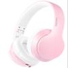 rockpapa E7 Over Ear Wireless Bluetooth Headphones with Mic Without Travel Case, Foldable Wired/Wireless Headphones with Microphone for Kids Childrens Boys Girls Teen Youth Adult Pink White view 1