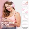 rockpapa E7 Over Ear Wireless Bluetooth Headphones with Mic Without Travel Case, Foldable Wired/Wireless Headphones with Microphone for Kids Childrens Boys Girls Teen Youth Adult Pink White view 2