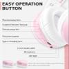 rockpapa E7 Over Ear Wireless Bluetooth Headphones with Mic Without Travel Case, Foldable Wired/Wireless Headphones with Microphone for Kids Childrens Boys Girls Teen Youth Adult Pink White view 3