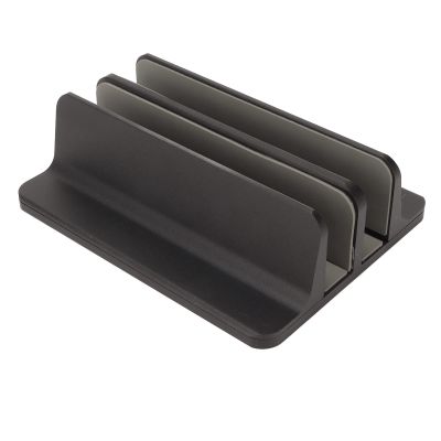 Locadence Vertical Laptop Stand, 5.9X4.7X1.8in Cooling Double Dock Aluminum Alloy Desktop Stand Holder with Silicone Protective Pad for Computers, Tablets