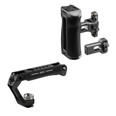 Aluminum Side Handgrip with Cold Shoe 1/4'' Thread 3/8'' ARRI Thread, Up and Down Adjustable and Cold Shoe Mount Camera Top Handle Bundle