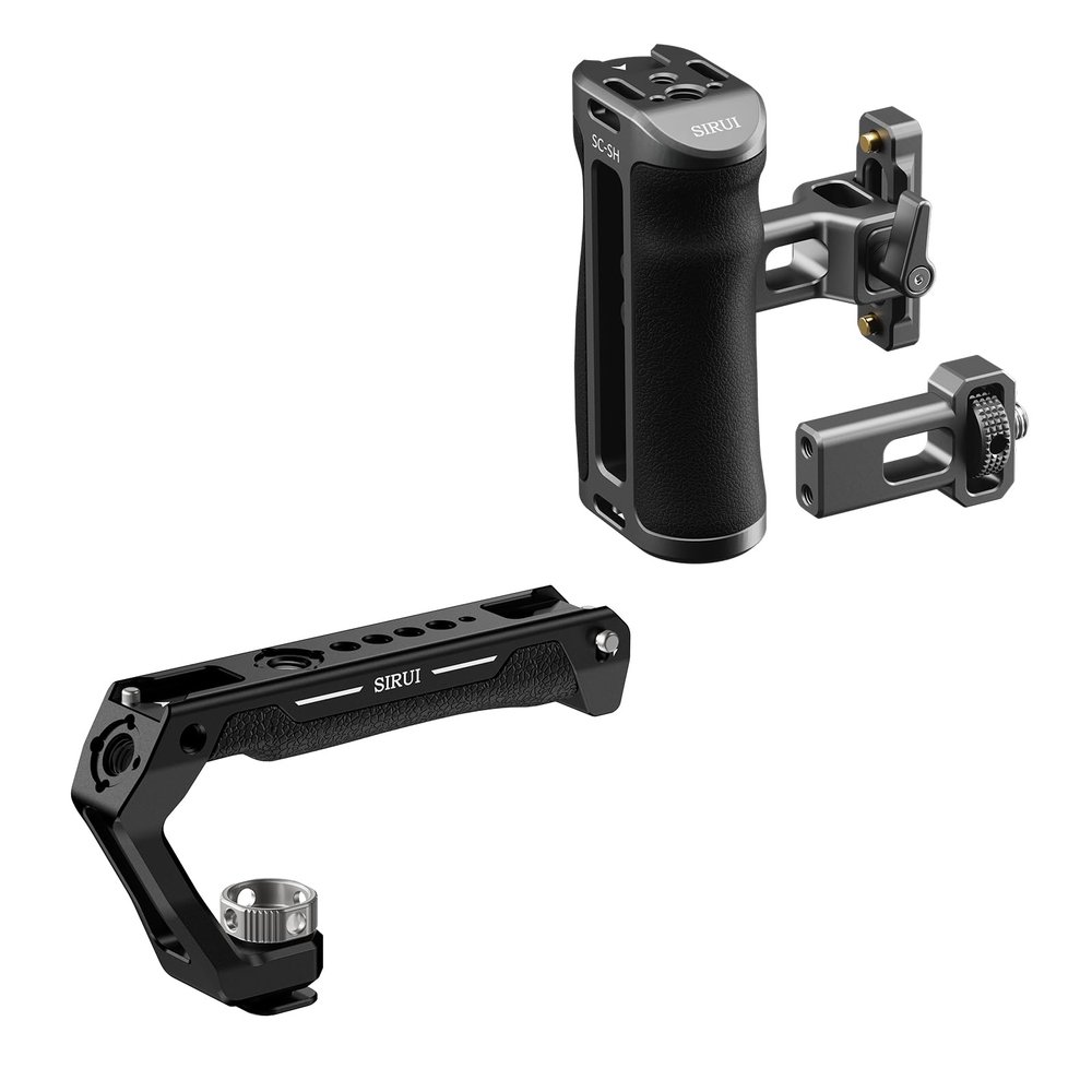 Aluminum Side Handgrip with Cold Shoe 1/4'' Thread 3/8'' ARRI Thread, Up and Down Adjustable and Cold Shoe Mount Camera Top Handle Bundle