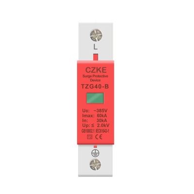 GAFNED AC SPD 1P 40KA House Surge Protector Protection Protective Low-Voltage Arrester Device 275V 385V (Color : Red, Size : 20-40KA-385V)