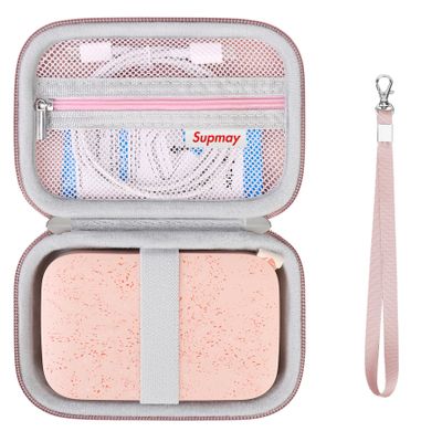 Supmay Hard Carrying Case for HP Sprocket Portable 2x3 Instant Color Photo Printer, Wireless Bluetooth Portable Printer, Storage Holder Bag with Mesh Pocket for Photo Paper, USB Cable, Rose Gold