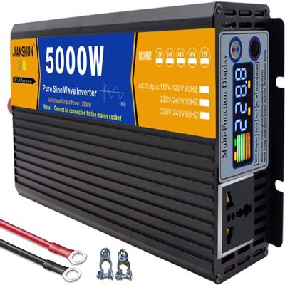 3000 4000 5000 6000 8000 Watt Pure Sine Wave Car Power Inverter 12V 24V 48V 60V DC to 110V 220V AC with LCD Display and AC outlets for Tablets Laptops Smartphones,5000W-60Vto220V