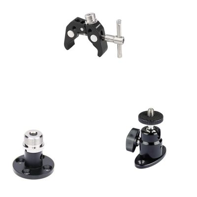 CAMVATE Crab clamp with 5/8"-27 thread + 1/4"-20 Mini Ball Head with Ceiling Mount + Microphone Table Mount