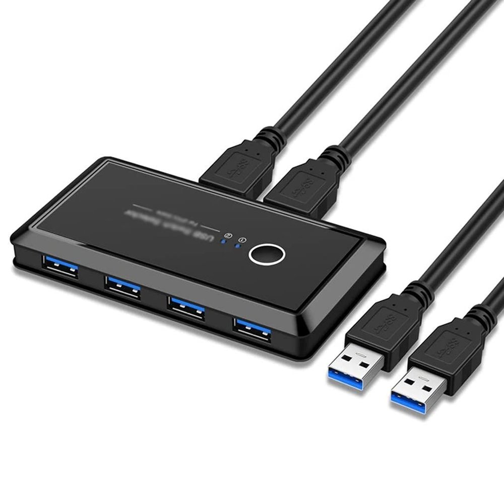 USB 3.0 Switch Hub Selector 2 PCs Sharing 4 Devices for Keyboard Mouse Printer