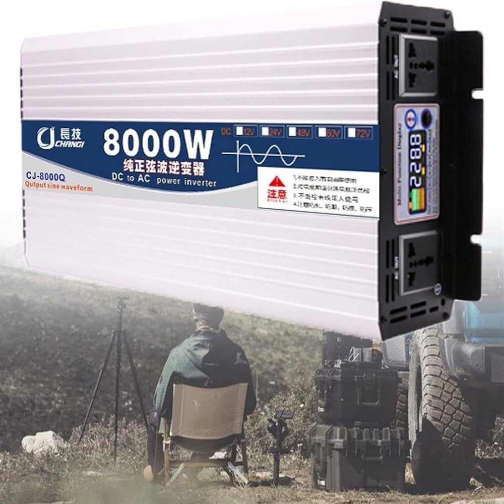 3000W 4000W 5000W 6000W 8000W Pure Sine Wave Power Inverter 12V 24V 48V 60V DC to 110V 220V AC Converter for Power Tools Home Vehicles RV Truck,8000W-12Vto110V