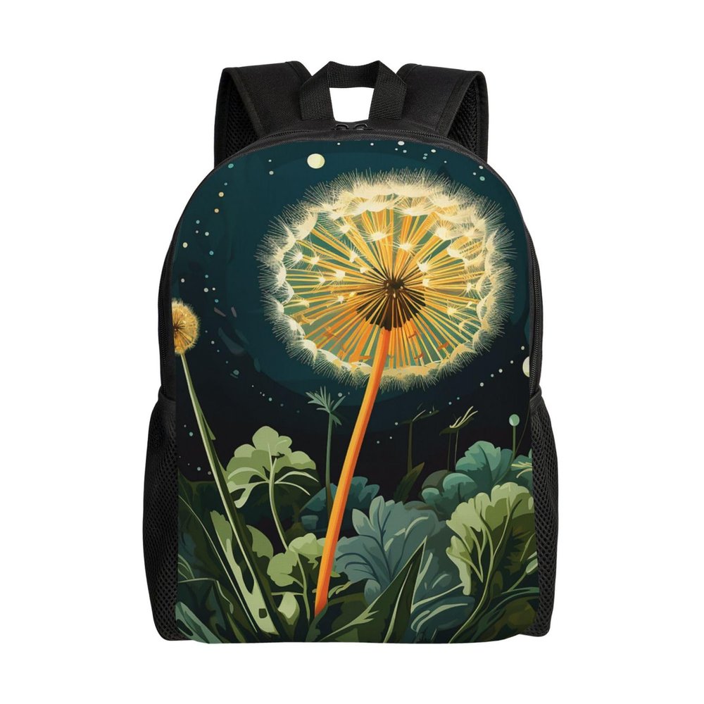 BTCOWZRV Dandelions at Night Print Backpack for Women Men Lightweight Laptop Backpacks Travel Laptop Bag Casual Daypack