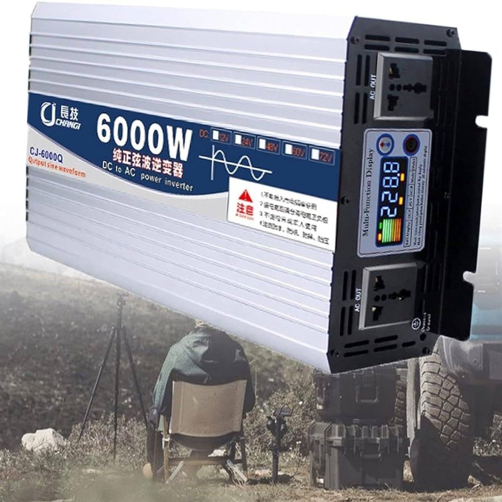 3000W 4000W 5000W 6000W 8000W Pure Sine Wave Power Inverter 12V 24V 48V 60V DC to 110V 220V AC Converter for Power Tools Home Vehicles RV Truck,6000W-60Vto220V