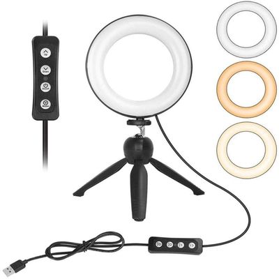 SXAYTLH Live Fill Light,Ring Light 6-inch Fill Light Dedicated Desktop Indoor Computer Anchor Beauty Big Aperture Separate Lamp, Black