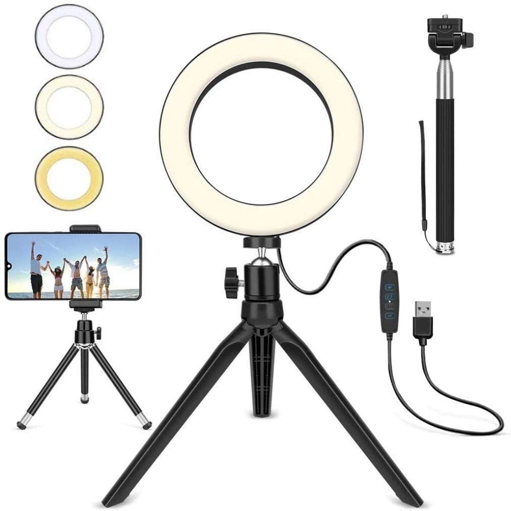 SXAYTLH Live Fill Light,Fill Light LED Ring Live Fill Light 16cm 6 Inch Video Shooting Selfie Flash
