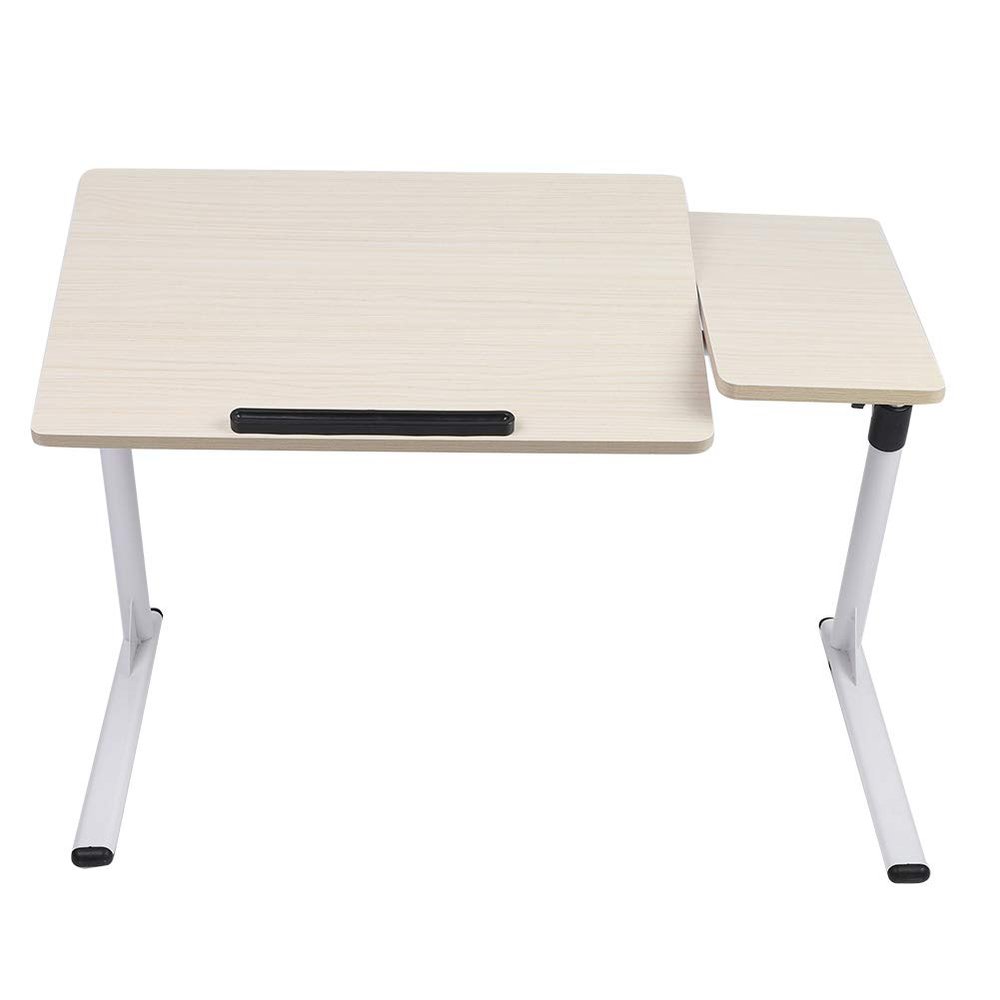 Adjusted Laptop Stand Density Board Carbon Steel Bracket Portable Computer Stand Desk Bed Side Reading Table Laptop Riser Holder (White Maple Color)