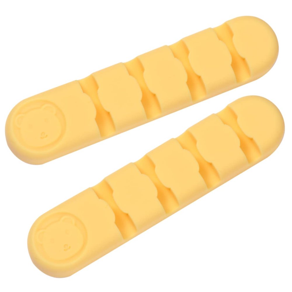 DOITOOL 2pcs Self-Adhesive Silicone Cable Clips for Desk Organization Cord Holder for Wire Management Clean Surface Compatibility Easy to Install Lemon Yellow
