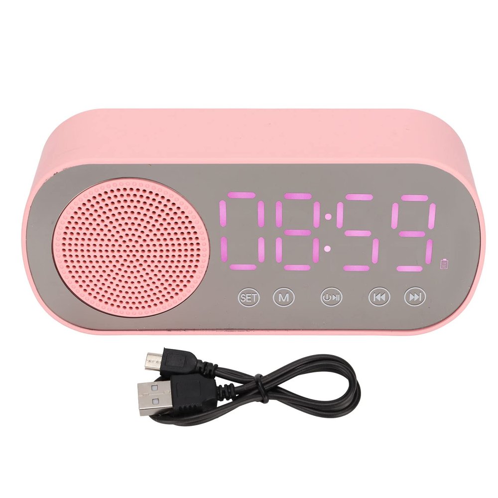 NDNCZDHC Alarm Clock Radio with Bluetooth Speaker, FM Radio,Dual Alarm Clock with LED Mirror Screen,USB Charging Output Digital Clock for Bedroom