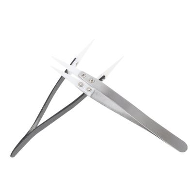 NOLITOY 2pcs Straight Aimed Tweezers Insulation Tips Precision Tweezers for Soldering Practice