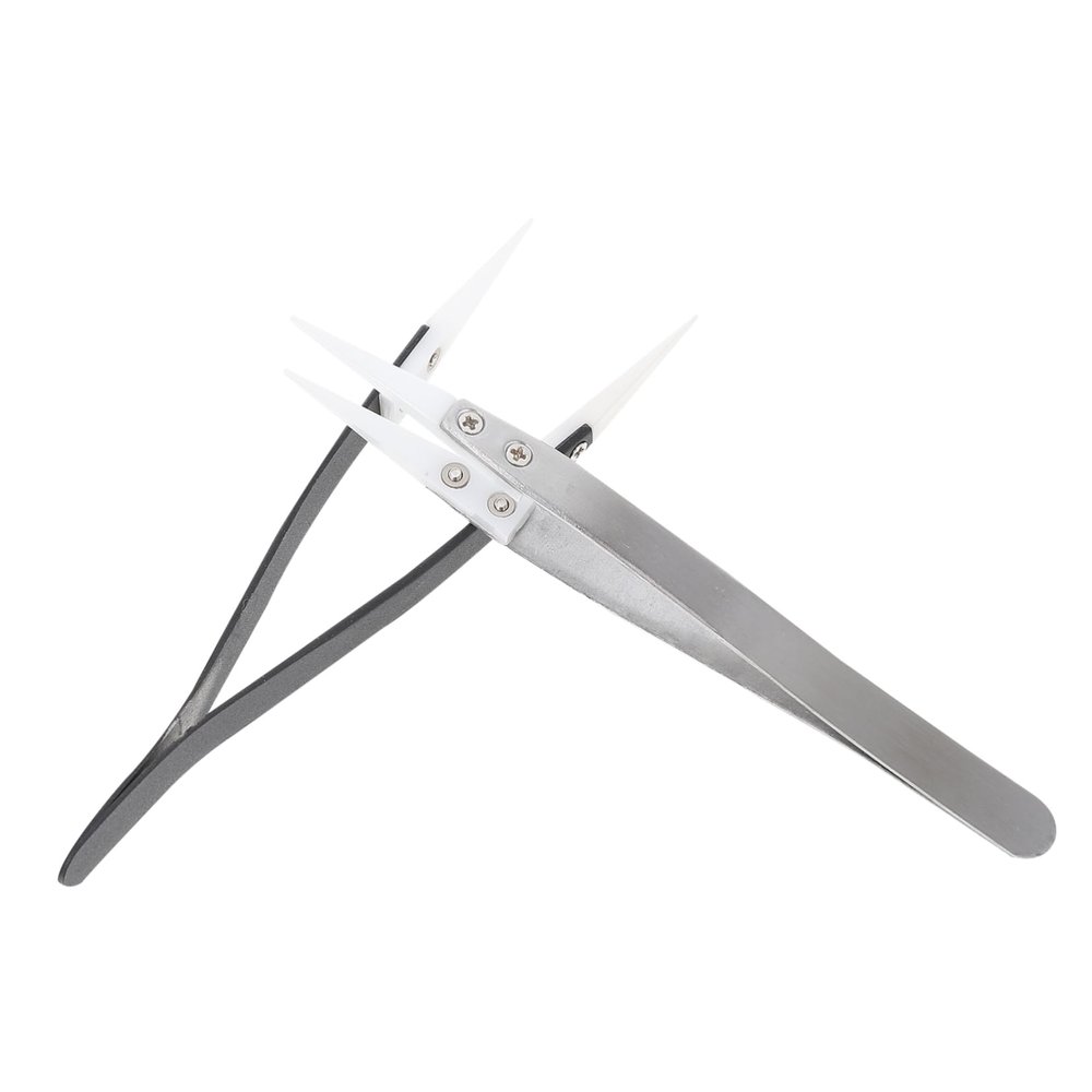 NOLITOY 2pcs Straight Aimed Tweezers Insulation Tips Precision Tweezers for Soldering Practice