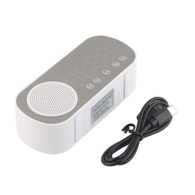 NDNCZDHC Bluetooth 5.0 Speaker Alarm Clock with FM Radio, Rechargeable Alarm Clock with LED Mirror Screen Digital Alarm Clock