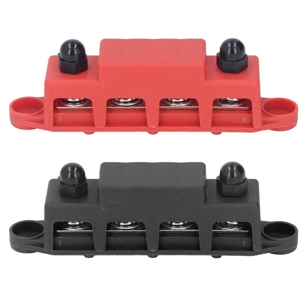 Hyuduo Bus Bar Terminal Block 48V, 2Pcs Heavy Duty Bus Bar Terminal Block 48V 250A for RV Marine Power Distribution DC Box, Accessories