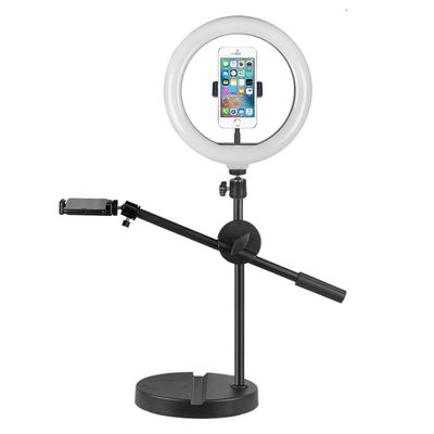 Selfie Ring Light with Stand and Phone Holder, Phone Stand for Filming with 10" Ring Light, Idea for Video Recording/Makeup/Live Stream,Black-Non~Retractable