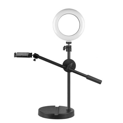 Desk Ring Light for Meetings10 InchSelfie Ring Light with Stand and Phone Holder for Laptop, Desktop Computer Ring Light for Makeup/Video Recording/Video Calls/Live Streaming,Black-Non~Retractable