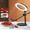 Desk Ring Light for Meetings10 InchSelfie Ring Light with Stand and Phone Holder for Laptop, Desktop Computer Ring Light for Makeup/Video Recording/Video Calls/Live Streaming,Black-Retractable view 3