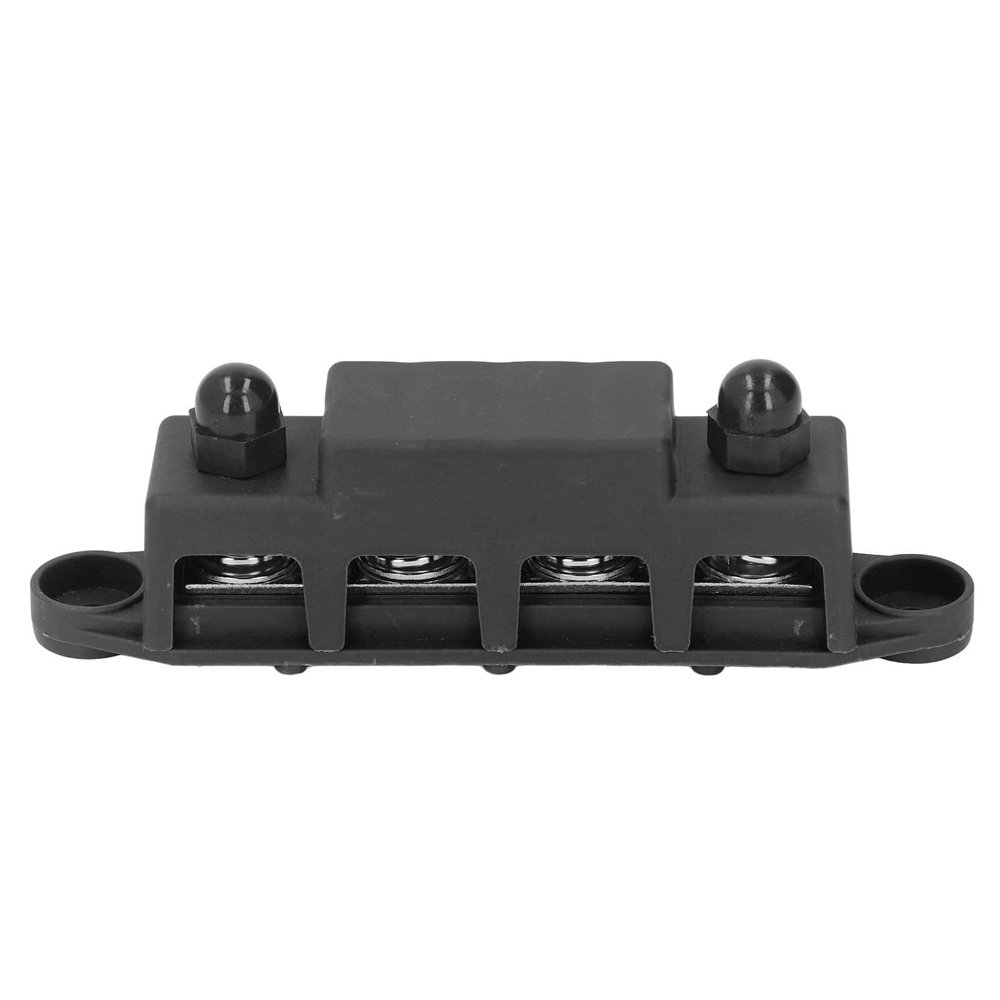 4 Position Distribution Block, Power Distribution Block 4 Stud M10 Heavy Duty Bus Bar 48VDC 250A for Automobile RV Yacht, Distribution Blocks (Black)