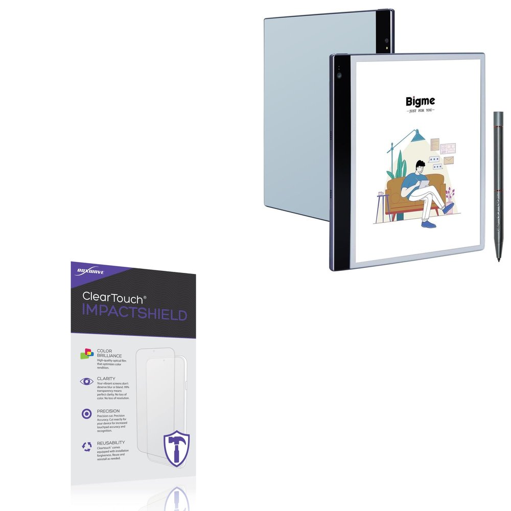 BoxWave Screen Protector Compatible with Bigme Inknote Color+ Lite - ClearTouch ImpactShield (2-Pack), Impenetrable Screen Protector Flexible Film