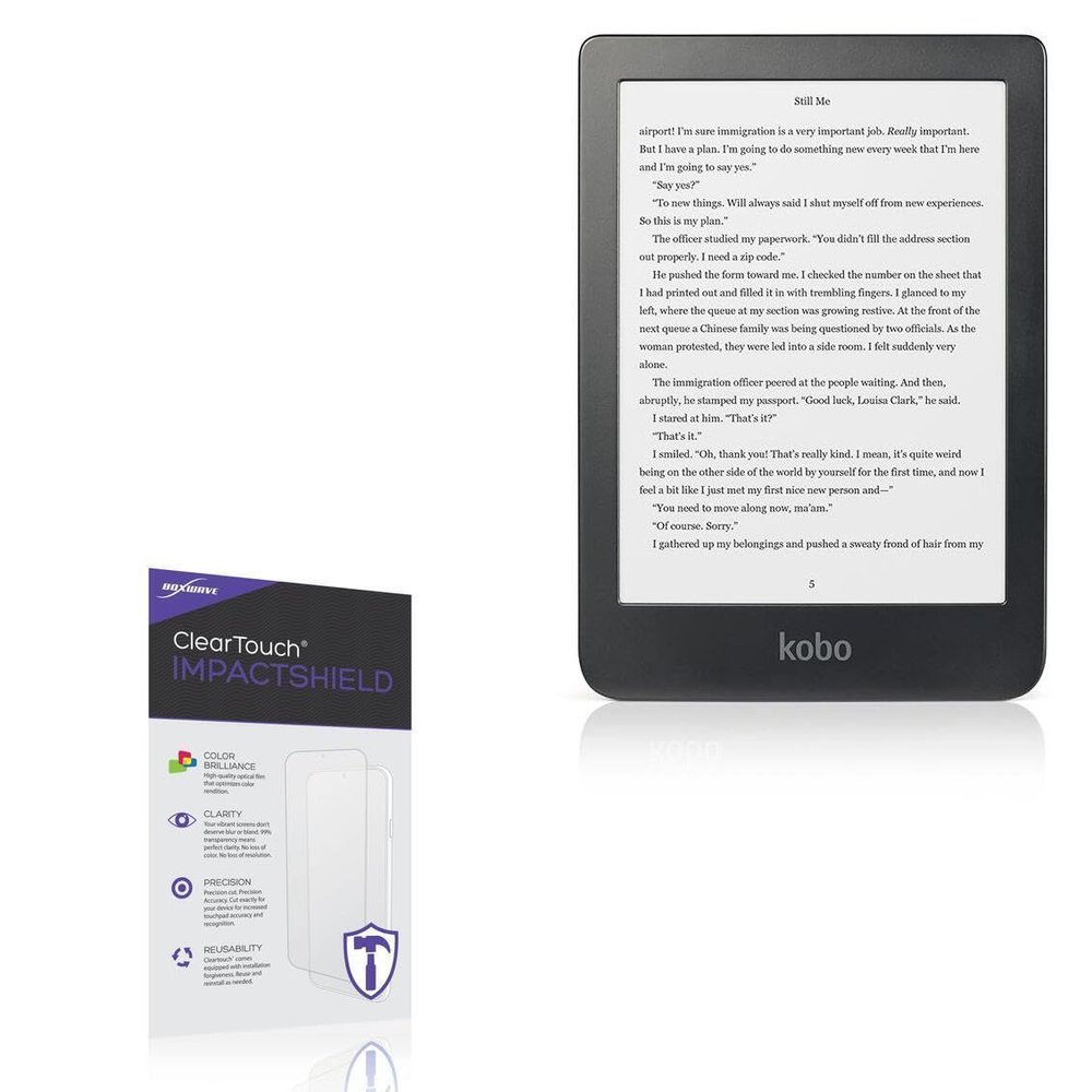 BoxWave Screen Protector Compatible with Kobo Clara HD - ClearTouch ImpactShield (2-Pack), Impenetrable Screen Protector Flexible Film