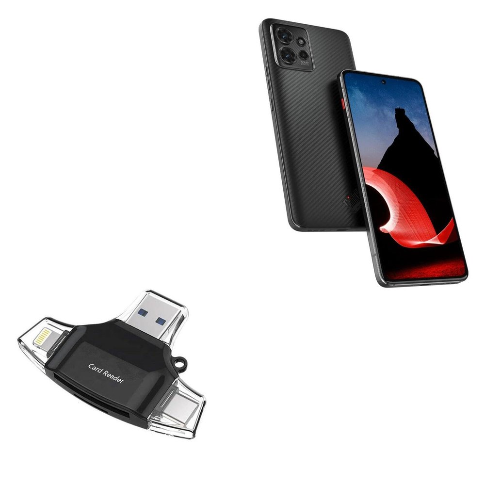 BoxWave Smart Gadget Compatible with Motorola ThinkPhone - AllReader SD Card Reader, microSD Card Reader SD Compact USB - Jet Black
