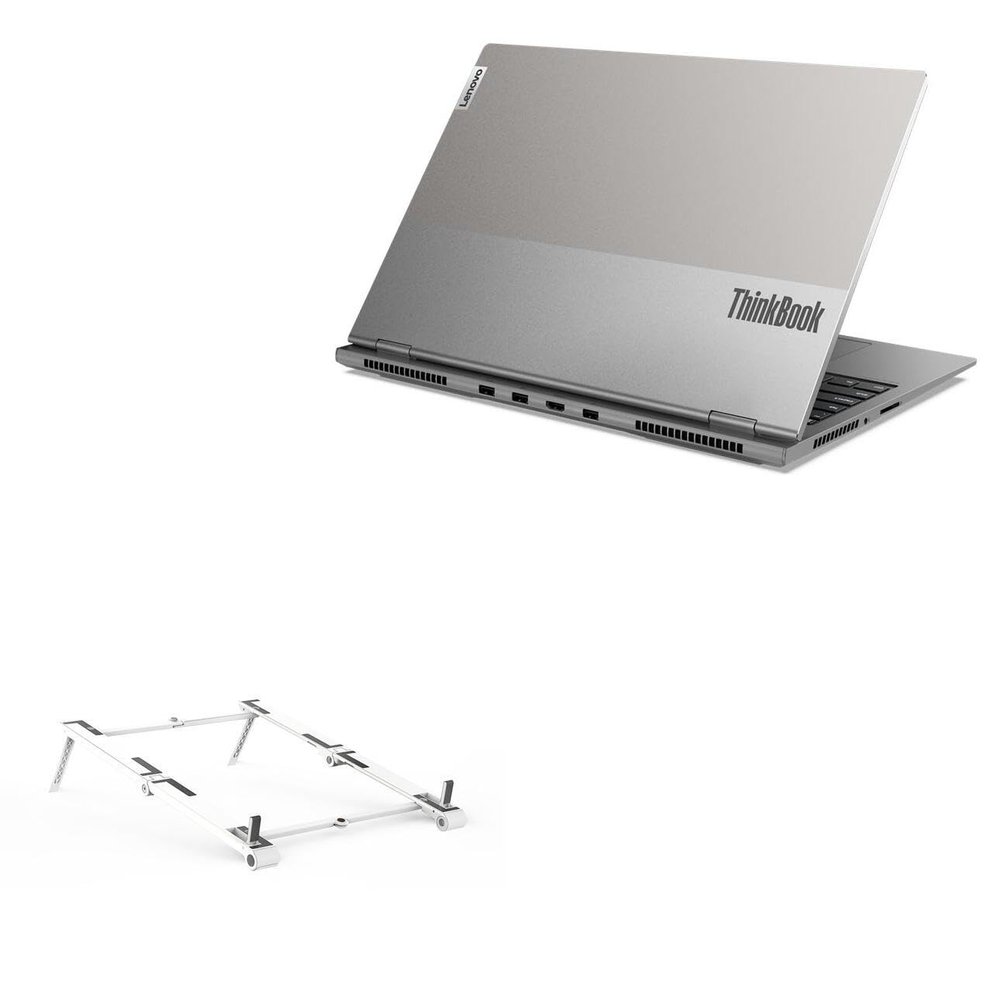 BoxWave Stand and Mount Compatible with Lenovo ThinkBook 16P - Pocket Aluminum Stand 3-in-1, Portable Multi Angle Viewing Riser - Metallic Silver