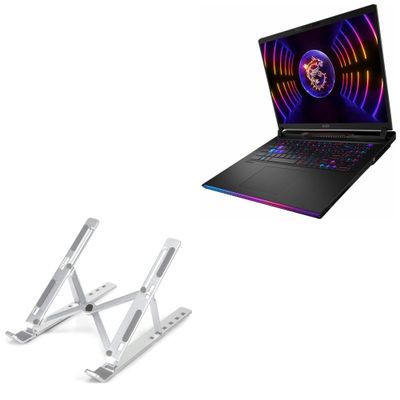 BoxWave Stand and Mount Compatible with MSI Raider GE78 - Compact QuickSwitch Stand, Portable Multi Angle Viewing Foldable Riser - Metallic Silver