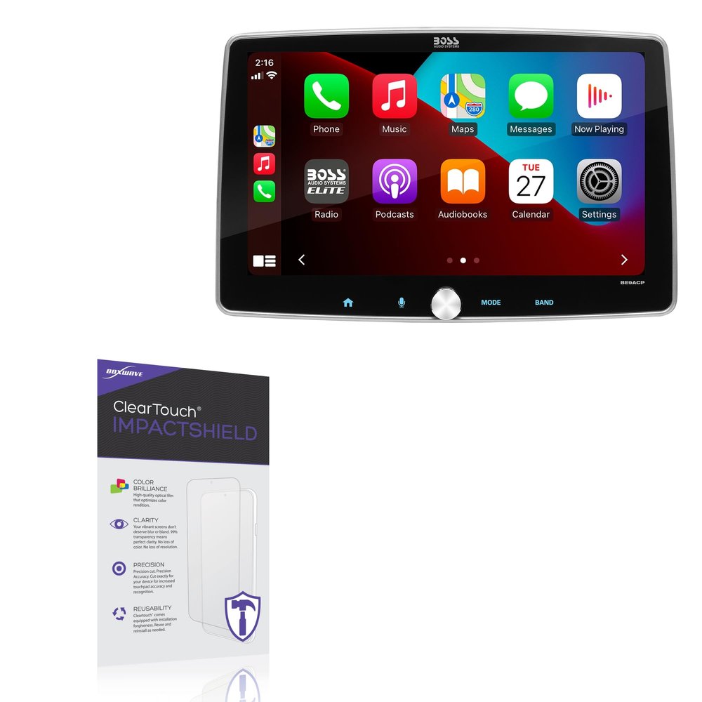 BoxWave Screen Protector Compatible with BOSS Audio BE9ACP (9 in) - ClearTouch ImpactShield (2-Pack), Impenetrable Screen Protector Flexible Film