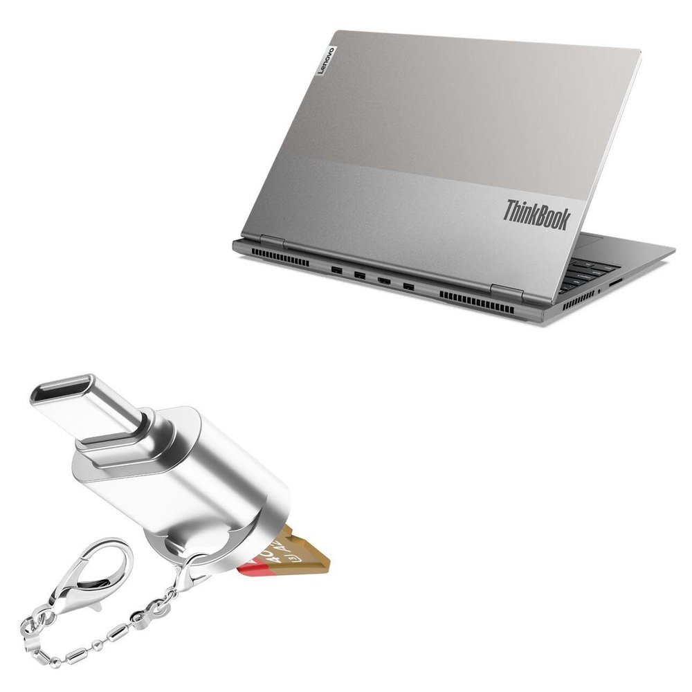 BoxWave Adapter Compatible with Lenovo ThinkBook 16P - Micro SD Card miniReader, USB Type-C OTG Reader USB3.0 Adapter Keychain - Metallic Silver