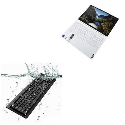 BoxWave Keyboard Compatible with Lenovo Yoga Slim 7i Carbon - AquaProof USB Keyboard, Washable Waterproof Water Resistant - Jet Black