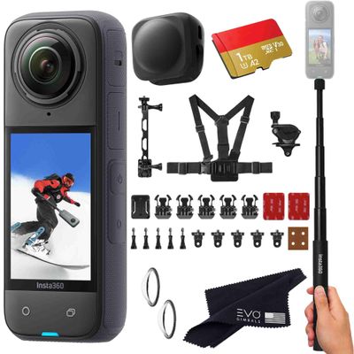 Insta360 X4 Snow Bundle- 8K Waterproof 360 Action Camera with 1/2"" 48MP Sensors, 8K 360 HDR Video, 72MP 360 Photo, |Includes New Snow Bundle, Selfie Stick, Lens Cap (1TB), Black