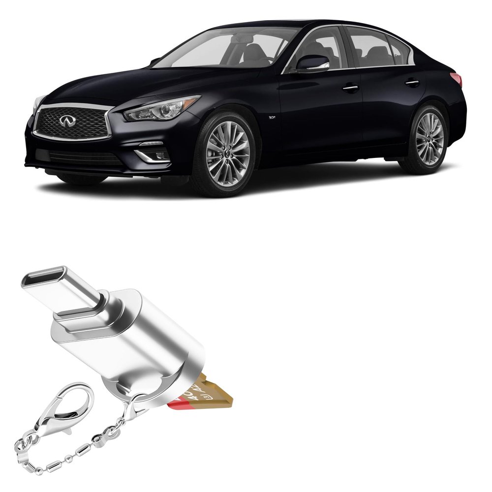 BoxWave Adapter Compatible with Infiniti 2020 Q50 Display (Lower 7 in) - Micro SD Card miniReader, USB Type-C OTG Reader USB3.0 Adapter Keychain - Metallic Silver