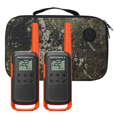 Motorola Talkabout T275 Two-Way Radios (2-Pack) 25 Mile Range, Rechargeable, Outdoor walkie Talkie, NOAA Weather Alerts, VOX, Earpieces & Case Survival Ready for Bug Out Bags & Emergency Prep