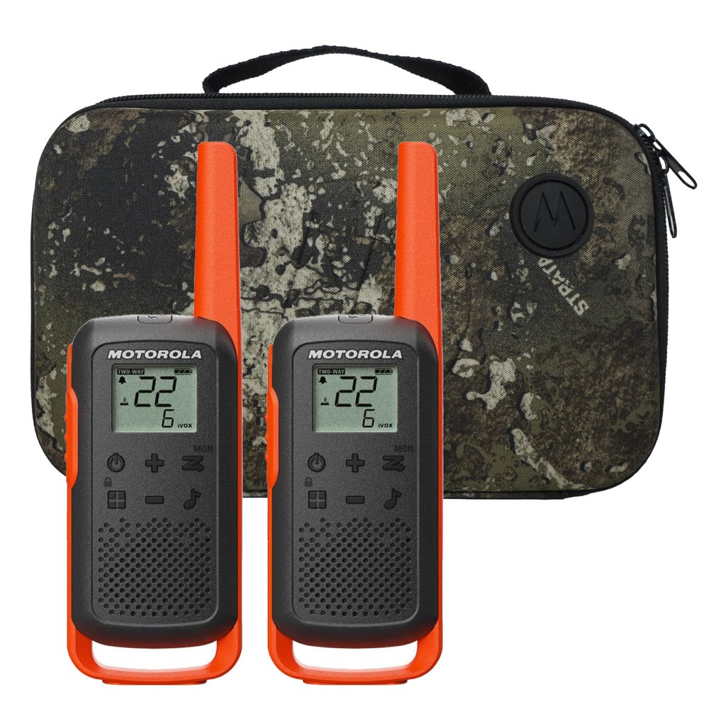Motorola Talkabout T275 Two-Way Radios (2-Pack) 25 Mile Range, Rechargeable, Outdoor walkie Talkie, NOAA Weather Alerts, VOX, Earpieces & Case Survival Ready for Bug Out Bags & Emergency Prep