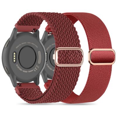 Laband 18mm Braided Stretchy Nylon Watch Band Compatible with Garmin Venu 2S/Venu 3S/Venu 4 41mm/Vivoactive 4S/Vivomove 3S/Forerunner 255S/Forerunner 265S,Quick Release Loop Soft Strap for Women Men